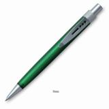Zelené kuličkové pero, kovový proděravěný klip