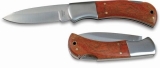 Širší lovecký nůž s dřevěnou střenkou a pojistkou