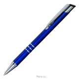 Modré hliníkové pero se třemi stříbrnými proužky