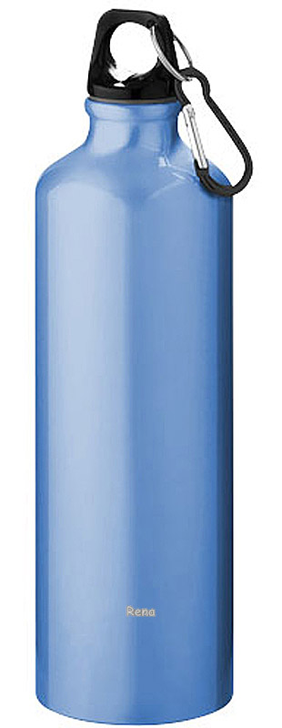 Světle modrá hliníková láhev 770 ml s karabinou