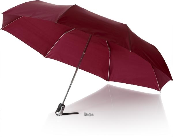 Tm. červený třídílný automatický skládací deštník