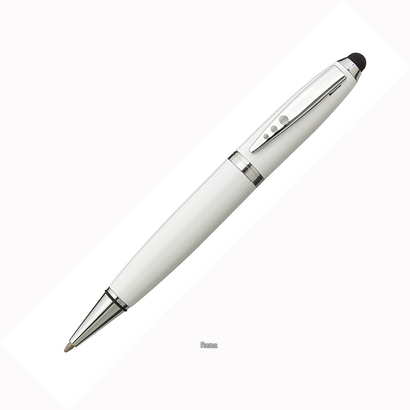Bílé kovové kuličkové pero se stylusem TOUCH-DOWN