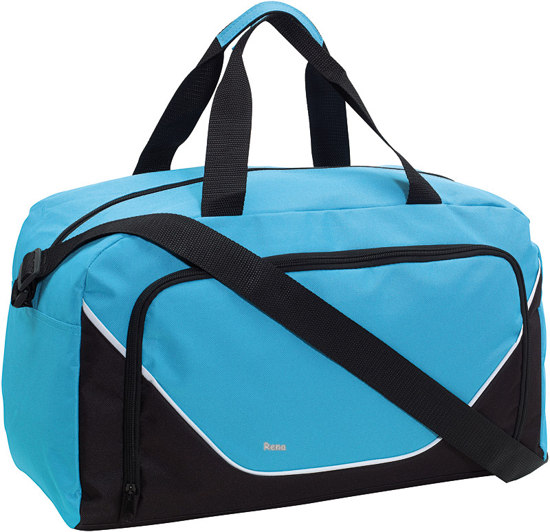 Světle modrá cestovní taška s velkou přední kapsou