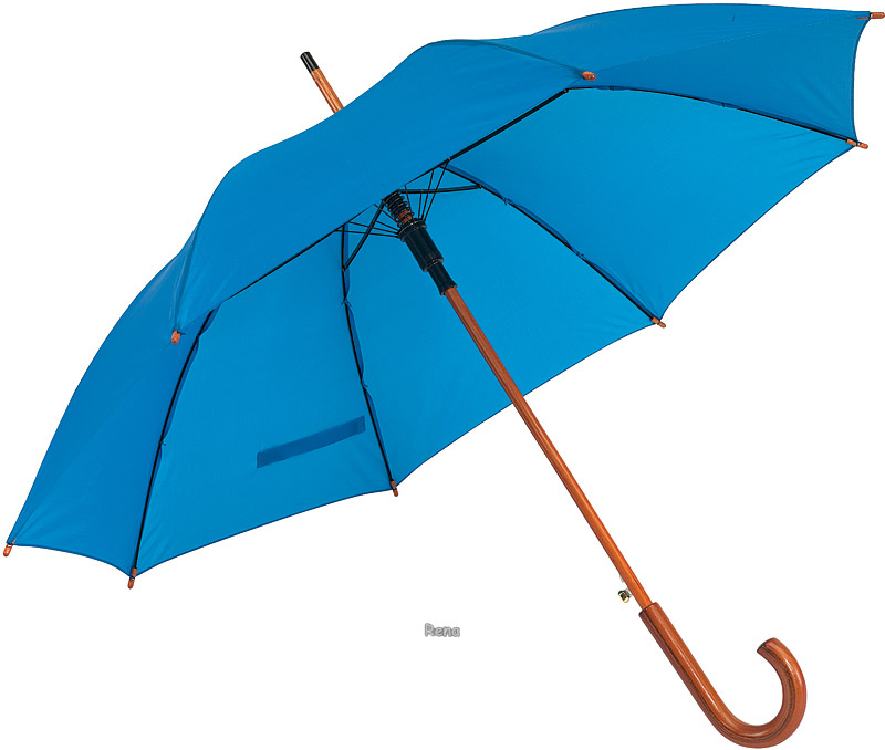 Královsky modrý autom.deštník s dřevěnou rukojetí