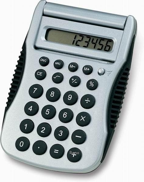 Stříbrný kalkulátor s hydraulickým otevíráním