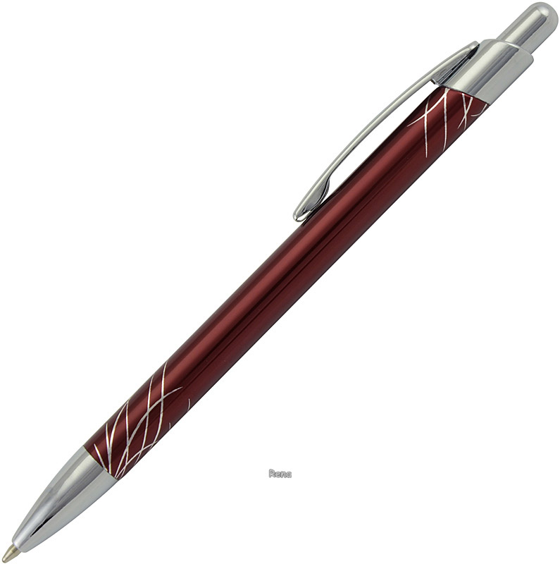 Červené kovové kul. pero LUX se stříbrným zdobením, odběr po 1 ks