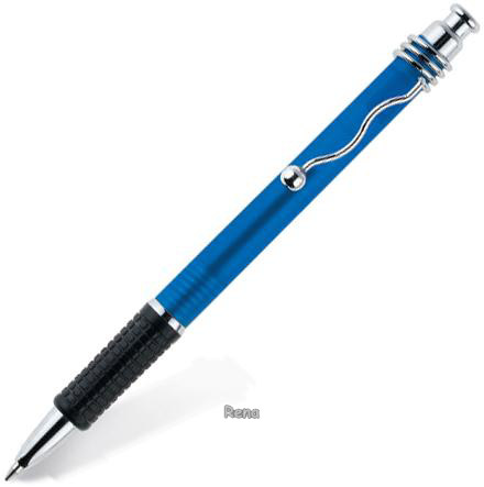 Modré transparentní kuličkové pero, vlnitý klip