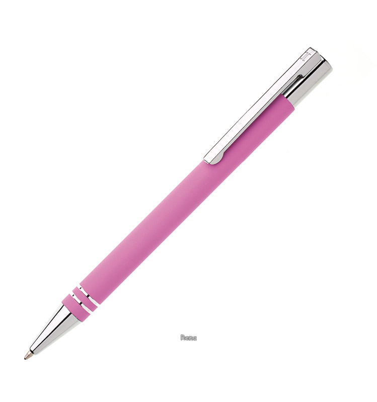 Růžové kovové kuličkové pero v tubusu