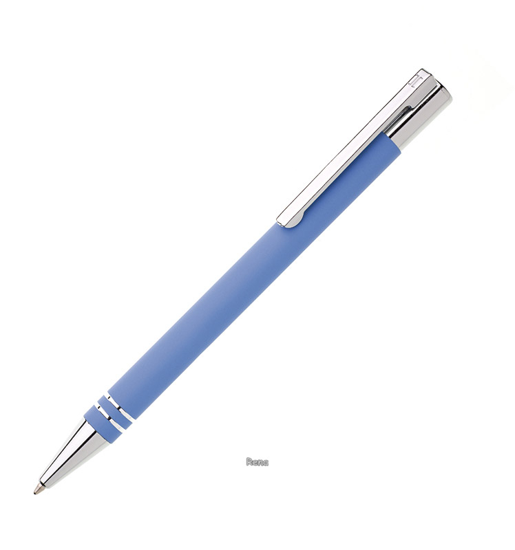 Světle modré kovové kuličkové pero v tubusu