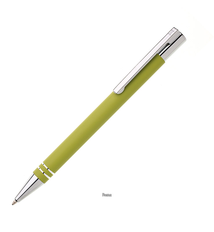 Světle zelené kovové kuličkové pero v tubusu