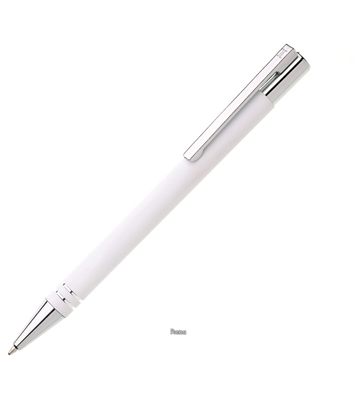 Bílé kovové kuličkové pero v tubusu