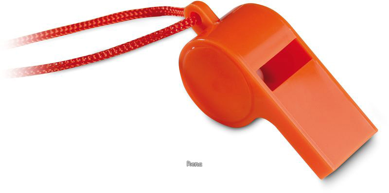 Oranžová plastová klasická píšťalka na šňůrce
