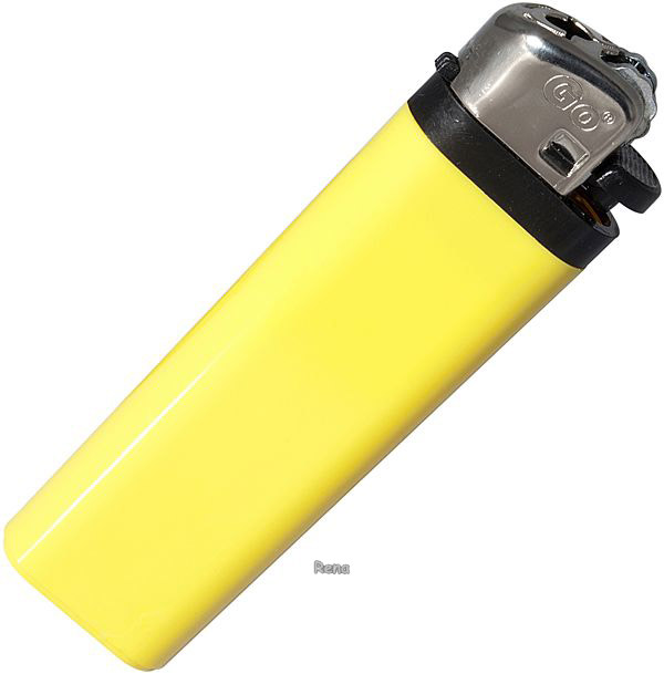 Žlutý jednorázový kamínkový zapalovač