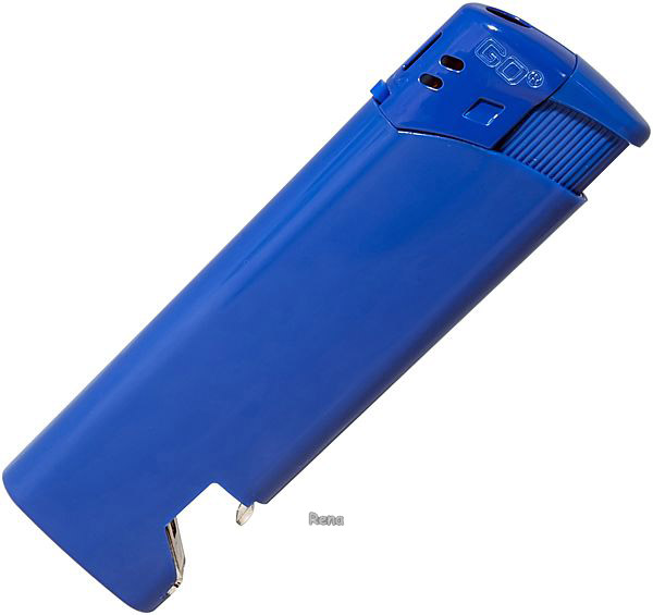 Modrý plnitelný piezo zapalovač s otvírákem