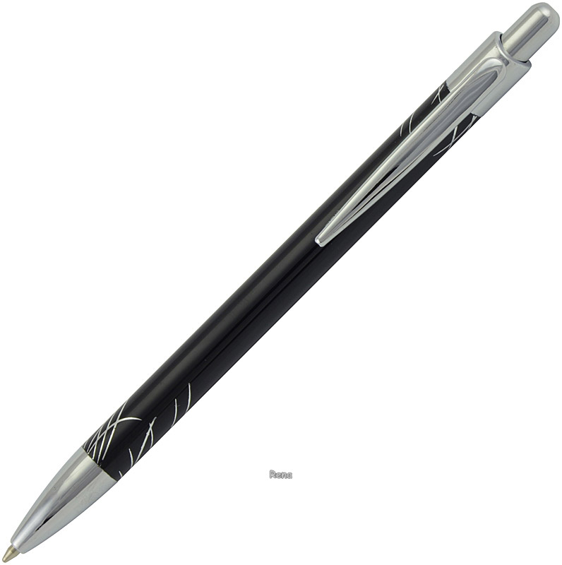 Černé kovové kul. pero LUX se stříbrným zdobením, odběr po 1 ks