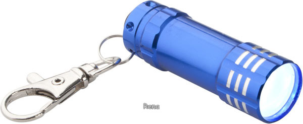 Modrá hliníková LED minisvítilna s karabinou