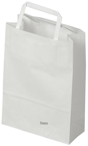 Papírová taška 18x8x25 cm, ploché držadlo, bílá