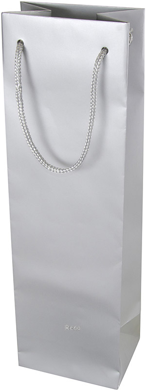 Papírová taška 12x9x40 cm,textilní šňůra, stříbrná