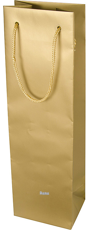 Papírová taška 12x9x40 cm, textilní šňůra, zlatá