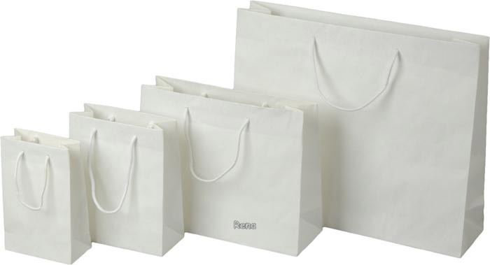 Papírová taška 22x10x27,5 cm, textil.šňůrky, bílá
