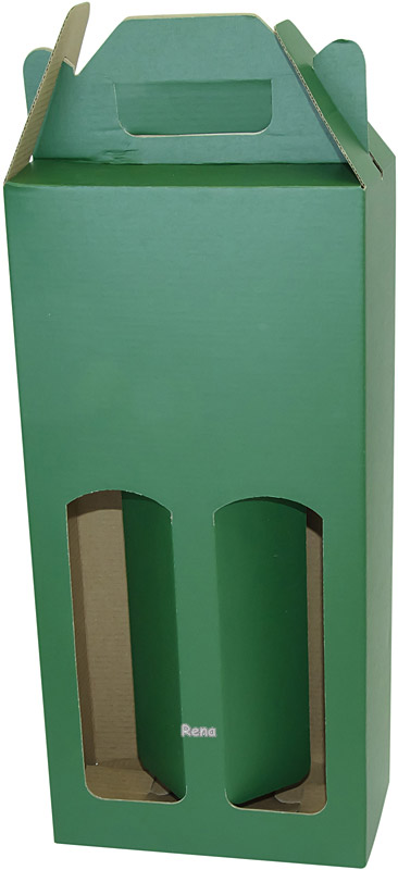 Zelená papírová krabice na 2 láhve vína či piva