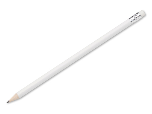 Dřevěná HB tužka s gumou bílá