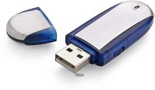 Memory stříbrno-modrý USB flash disk, krytka, 8GB, balení 100 ks, vlastní potisk
