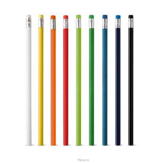 Dřevěná tužka barevná neořezaná s barevnou gumou, barva dle výběru