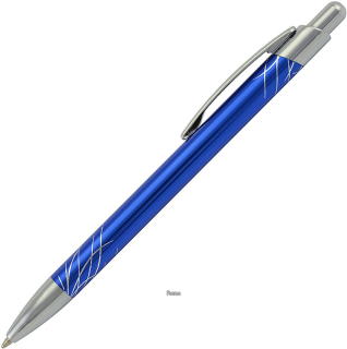 Modré kovové kul. pero LUX se stříbrným zdobením, odběr po 50 ks
