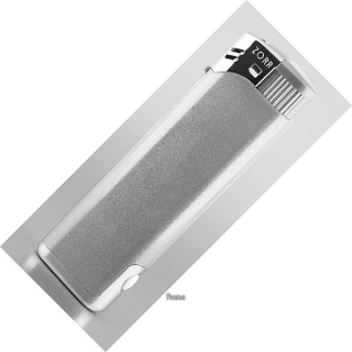 Plnitelný piezo zapalovač s LED světlem, stříbrný