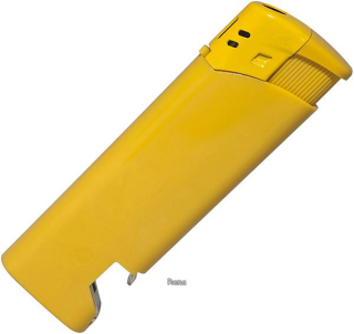 Žlutý plnitelný piezo zapalovač s otvírákem