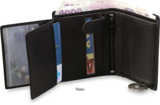 Kožená peněženka s mnoha vnitřními kapsami a zipem
