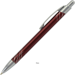Červené kovové kul. pero LUX se stříbrným zdobením, odběr po 50 ks