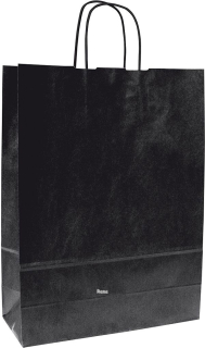 Papírová taška černá 18x8x25 cm, kroucená šňůra