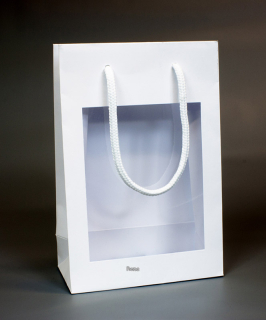 Papírová taška 16x8x24 cm,okénko,textilní šňůrka