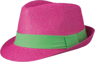 Módní růžový textilní unisex klobouk se stuhou