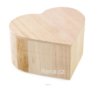 Přírodní dřevěná truhlička ve tvaru srdce s jednoduchým zavíráním