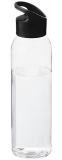 Transparentní láhev s černým víčkem, 650 ml