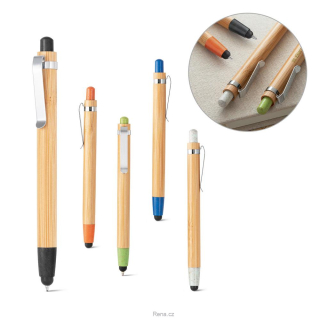 Bambusové kuličkové pero se stylusem v hrotu, barva dle výběru