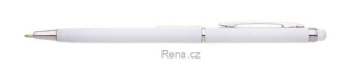 Plastové kuličkové pero TEMA bílé se stylusem