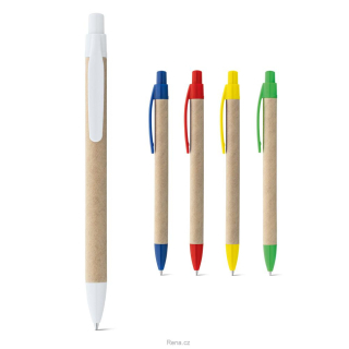 Kuličkové pero kraftového papíru, plastový klip, barva dle výběru