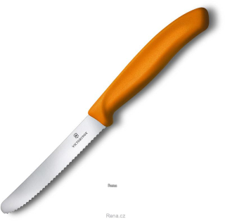 Oranžový nůž VICTORINOX, vlnková čepel, logo na přání, dárková krabička, 50ks