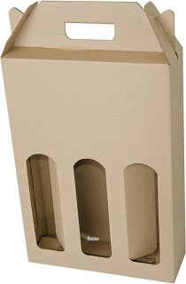 Přírodní papírová krabice na 3 láhve vína či piva