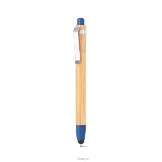 Bambusové kuličkové pero se stylusem v hrotu, modré