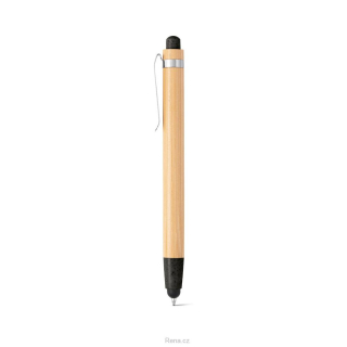 Bambusové kuličkové pero se stylusem v hrotu, černé