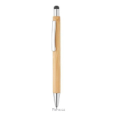 Kuličkové pero a stylus z bambusu s chrom. doplňky