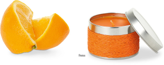 Aromatická svíčka s vůní pomeranč v plechovém boxu